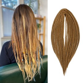 20" Double Ended Dreadlock Extensions 10 Strands Golden Brown DE Soft Synthetic Handmade Braid Dread Extensions