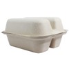 World Centric 2-Compartment Clamshell Taco Container, TO-SC-T2, Compostable Fiber, 8"