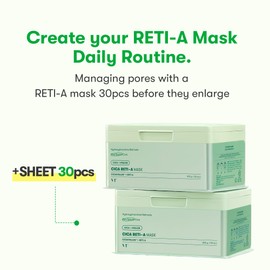 VT COSMETICS CICA Reti-A Mask Sheet 30 Pcs, Retinol Complex for Daily Care 11.83oz (350g)