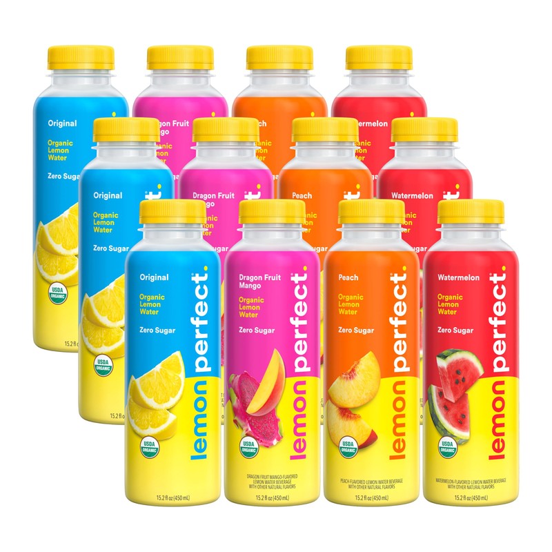 Lemon Perfect 4-Flavor Variety Pack, Flavored Lemon Water, Organic, Zero