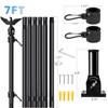 7FT Black Flag Pole Kit for Outside House with American