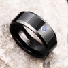 VAKKI Men's Black Wedding Bands with Blue Zirconium 8mm Tungsten