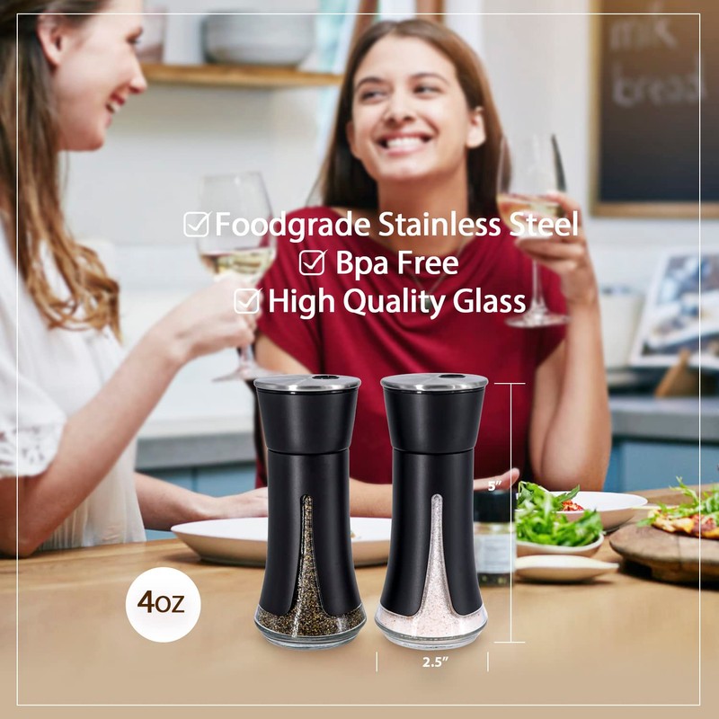 Black Salt and Pepper Shakers by Aelga, Salt Shaker with