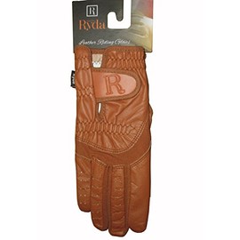 Ryda Tan or Brown Ladies Leather Horse Riding Gloves (Tan, Small)