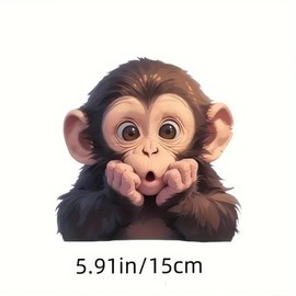 2 pcs Adorable Little Monkey Cheek Funny Car Bumper Sticker,6 Inch Vinyl Decal, Waterproof,Die-Cut for Cars,Windows,Laptops - Black