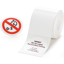 NIIMBOT Red and Black Printing Labels for B21 Pro Sticker Printer, Pre-Cut Size 51x51mm 145 Sheets/Roll, Round White