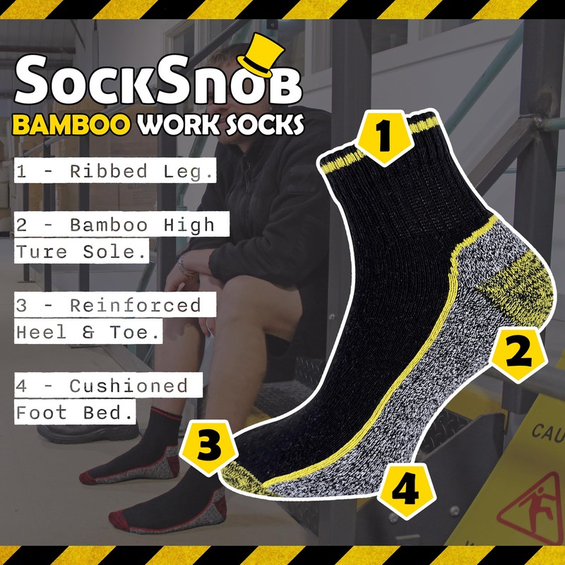 Mens Anti Sweat Heavy Duty Breathable Short Trainer Bamboo Work