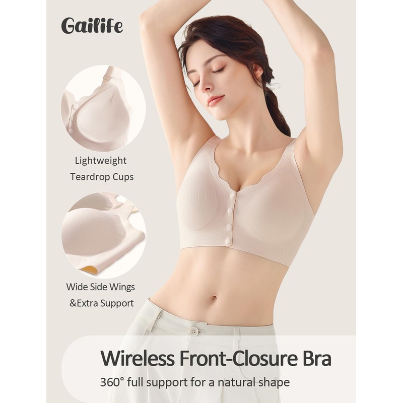 Gailife Jelly Front Closure Bras for Women Wireless No Underwire