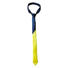 Herren-Krawatte aus Satin, zweifarbig, Marineblau und Gelb, Marineblau, Gelb, Length: 56 inches
