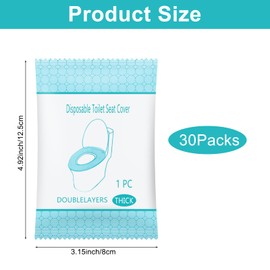 Krijuess 30 Packs Two-layer Disposable Toilet Seat Covers Waterproof Non-Woven Fabric for Travel, Toilet Seat Covers Disposable for Outing Hotel Hospital Public Toilet (Individual Package)