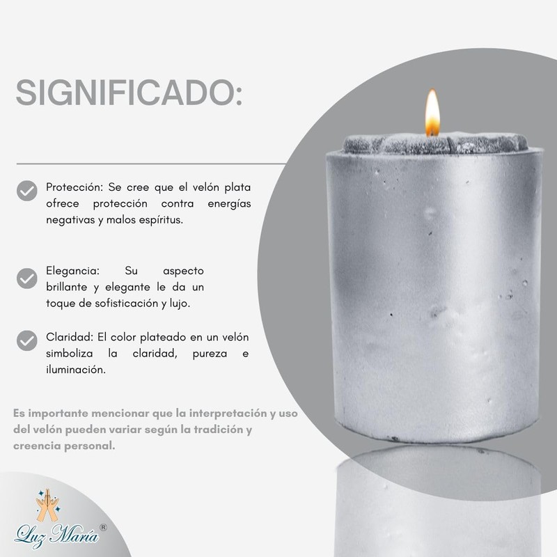 Velón Color Plata 500 grs | Potencializar rituales | Decoración