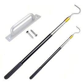 Attic Pull Down Hook, 60 Inch Telescopic Rod with Multi-Section Locking, Attic Door Pull Attic Stairs Pull Down, Attic Ladder Pull Down System Replacement for Cord Ropes