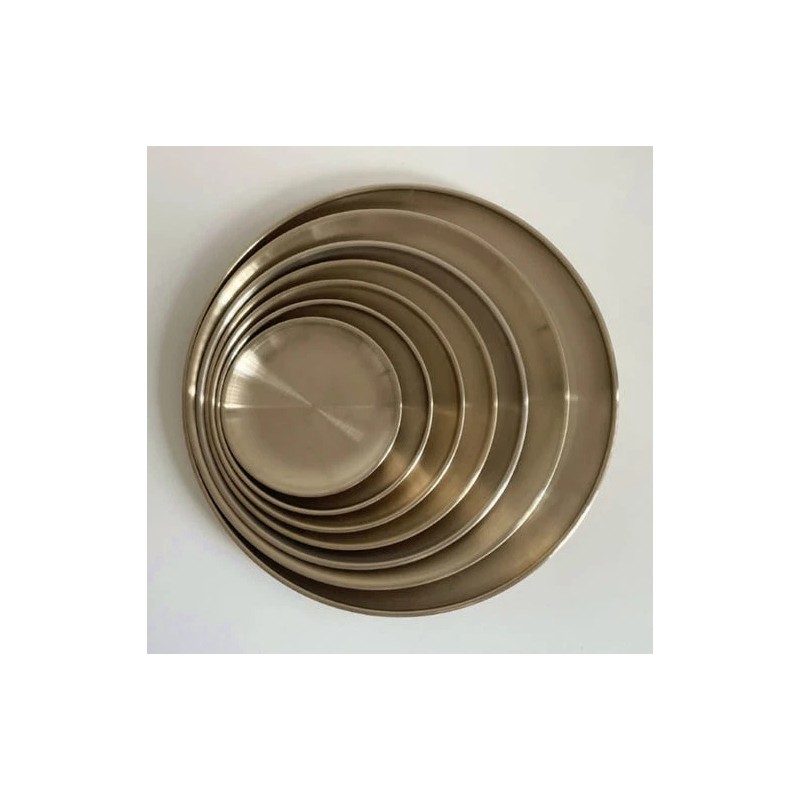 Titanium Set of 2 -Titanium Gold Round Plate 6.7"– Durable,