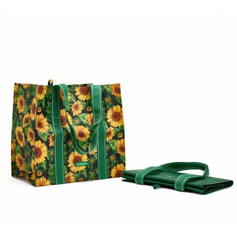 LocknLock Set of 2 Harvest Print Shopping Tote Bags:_Pumpkin