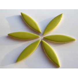 Ceramic Mosaic Stones Leaf Shape Approx. 6 cm Long Green Pack of 6 for Flowers Approx. 45 g Frost-Proof