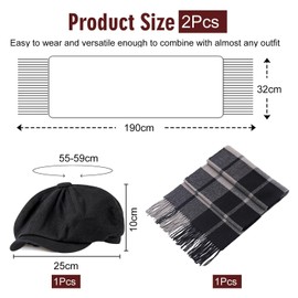 CHROMACRAFT 1 Vintage Hat and 1 Scarf, Men's Fashion Hat, Simple Classic Hat, Warm Scarf, black, M