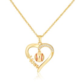 Lydow Baseball Mom Gifts, Baseball Necklace Accessories Stuff Jewelry Pendant Women Mother’s Mama Gold