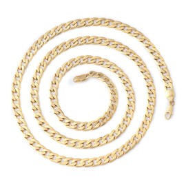 JOYMORE 14K Gold Plated Diamond Cut Miami Mens Cuban Link Chain Necklace Hip-Hop Gold Chain for Men Women 7mm 24inches 60cm