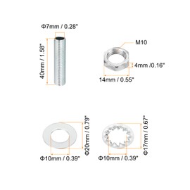 PATIKIL M10 Thread 1.58 Inch Lamp Cable Kit with Lock Nuts Washers Fasteners Assortment Hardware for Chandelier Ceiling Light DIY Galvanised