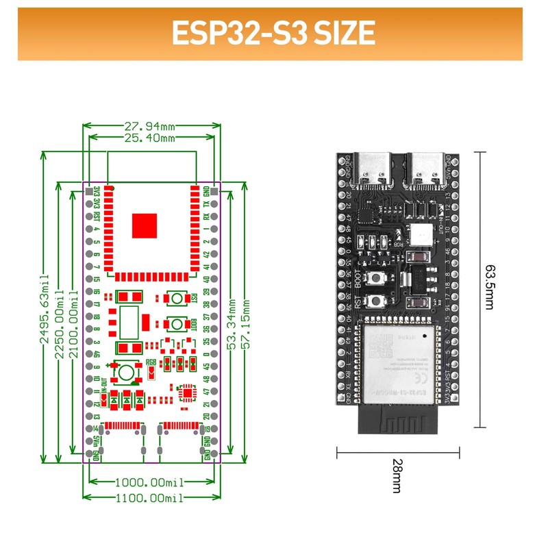 Diymore ESP32 S3 DevKitC 1 N16R8 ESP32 S3 WROOM1 N16R8