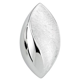 Vinani Design Pendant Almond Eye Elegant Curved Brushed Shiny 925 Sterling Silver Lens 2ARA-EZ, Sterling Silver, No Gemstone