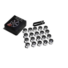 TRACER Wheel Bolts Wheel Nut Cover Caps – 20 x Wheel Bolt Caps 17 mm Silver – Wheel Nut Caps – Universal Plastic Caps Covers