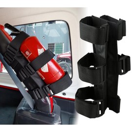 SINLIRU Universal Fire Extinguisher Straps Adjustable Roll Bar Mount 3 lb Fire Extinguisher Holder for Boat Wrangler Car Truck UTV Vehicles Roll Cage Interior Accessories Home Office,Black Strap Only