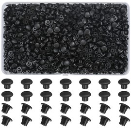 800 Pcs 5mm Drill Hole Cover Caps, Plastic Hole Plugs, Round Button Plugs Screw Hole Caps Covers, Drilling Cover Plugs for Furniture Kitchen Cabinet Cupboard Shelves Wardrobe Bookcase - Black
