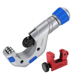 Flexzion Copper Pipe Cutter Tool 1/4" to 2" with Mini Tube Cutter 1/8" to 7/8" - Easy to Use Tubing Cutter Set for Copper, PVC, Aluminum, Brass, Stainless Steel Pipes, & DIY Home Repairs