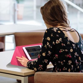 Soft Tablet Stand Pillow with Pocket,Tablet Cushion Stand,Adjustable 3 Viewing Angle,Lazy Holder Stand for Bed Sofa,Compatible with iPads Tablets eReaders Smartphones Books Magazines（Rose red）