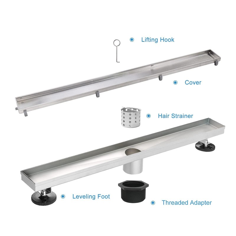 Elefloom Linear Shower Drain, 40 inch Drain with Tile Insert