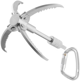 CYFIE Grappling Hook, Durable 4-Claw Stainless Steel Sawtooth Grappling Hook with Heavy-Duty Aluminum Carabiner, Load Capacity 770 LBS, Folding Tool Outdoor Activities Tree Climbing, Fishing,etc.