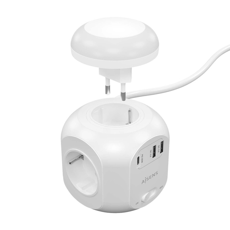 AISENS - ASPS-2A1CLPQ02-W - Multi-Function Power Strip with 4 Outlets