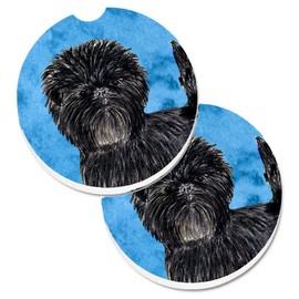 Caroline's Treasures SS4787-BUCARC Blue Affenpinscher Set of 2 Cup Holder Car Coasters Absorbent Sandstone Coasters for Car Cup Holders Gifts for Men or Women, Large, Multicolor