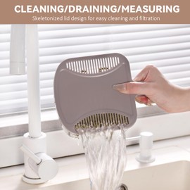 SYNCVIBE 25Lbs Large Rice Dispenser, Cereal Grain Snack Storage Container Bucket with Measuring Cylinder Lid, Kitchen Household Moisture Proof Airtight Holder for Soybean, Corn, Khaki