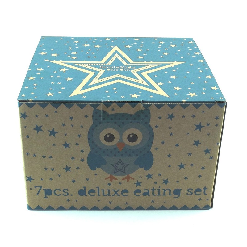 SmileKIDZ ~ OLLIE OWL ~ Deluxe 7 Piece Eating Set