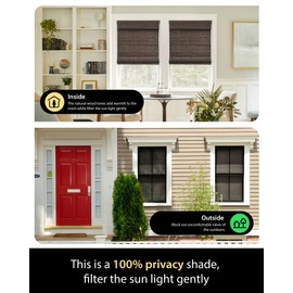 UNISHADES Cordless Bamboo Roman Shades for Windows, Blinds Size (31 1/2" W × 64" H) Colour (BDP-Espresso) Fits Windows (31 3/4" W × 64" H)