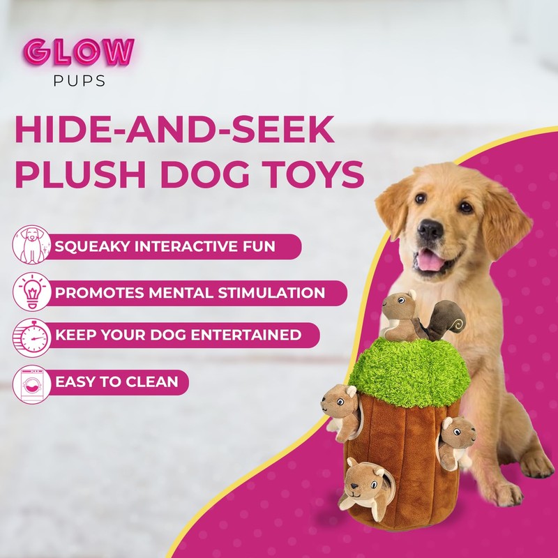 Glow Pups Squirrel in Tree Hide and Seek Plush Squirrel