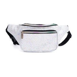 Holographic Starry Sky Rianbow Transparent Neon Gold Purple Gravel Ocean Forest Fanny Pack for Women - Great Waist Pack for Games, Concerts, Rave, Festival, Travel, White Gravel, One Size, Fanny Pack