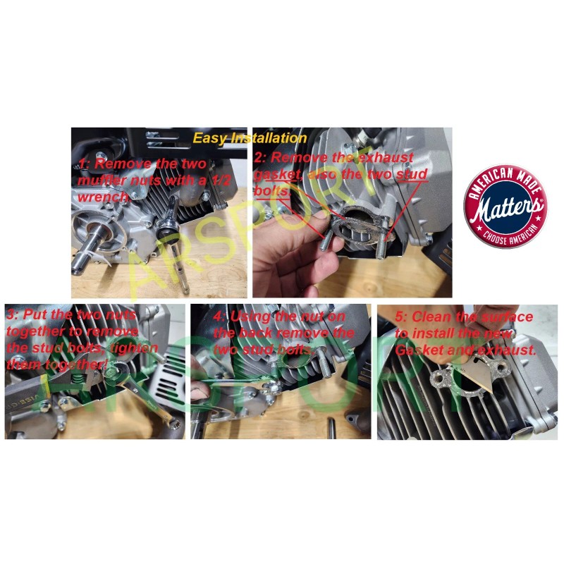 ARSPORT Under the head Exhaust Muffler Black replacement for Predator