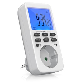CSL - Digital Illuminated Timer with LCD Display - 10 Configurable Programmes - LED Status Display - Random Switching - 12 24-Hour Mode - Weekly Timer
