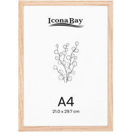 Icona Bay - Real Wood Picture Frame - A4 - 21x29.7cm - Natural Oak - Modern Style - Tabletop or Wall Mounted - Wood Collection