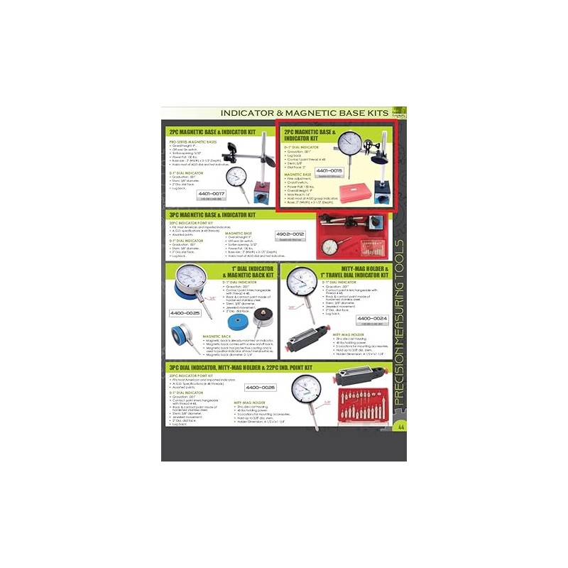 HHIP 4401-0017 1" Dial Indicator and Standard Pro Magnetic Base