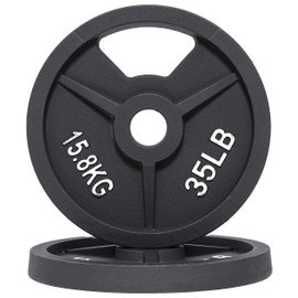 Fitvids Olympic Cast Iron 2-Inch Weight Plate for Strength Training & Weightlifting, Multiple Weights Available, 35LB (Single)