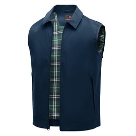 TBMPOY Men's Outerwear Vest Lightweight Fall Casual Golf Sleeveless Jackets Full Zip Vest Travel Navy Blue L