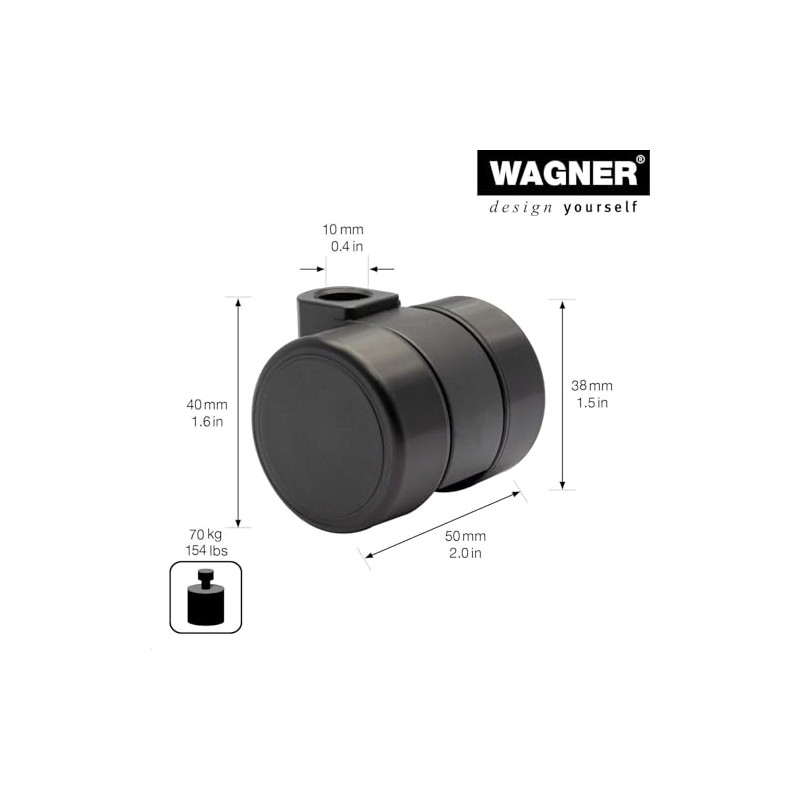 Wagner Design 01024501 Furniture Castor / Soft Swivel Castor with