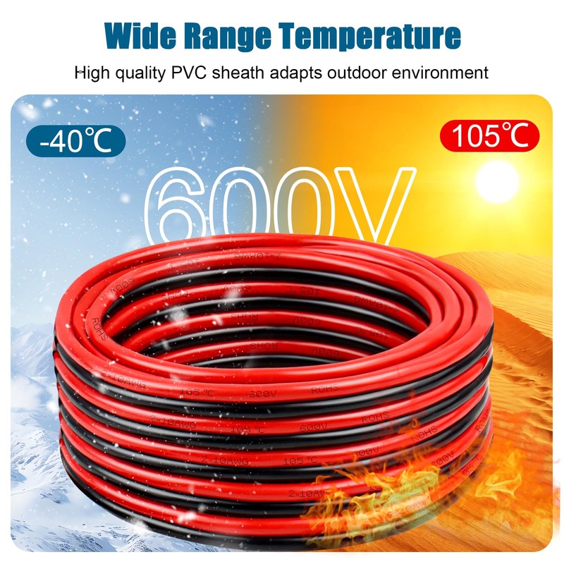 8 Gauge Wire 2 Conductors Copper Wire, 8 AWG Battery