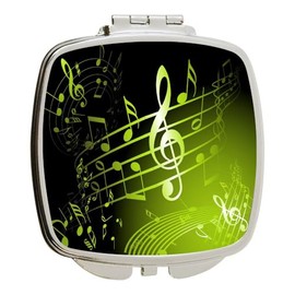 Island Gifting - Sheet Music Swirls on Green Backdrop - Square Compact Mirror - Travel Mirror