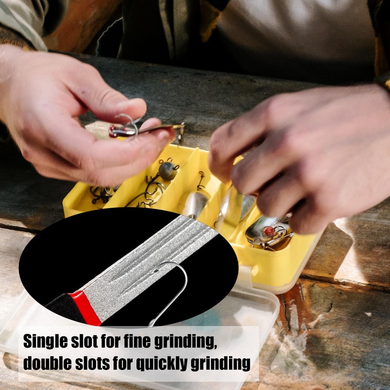 Fish Hook Sharpener, 4 Inch Double-Sided Diamond 800/600 Grit Fishing