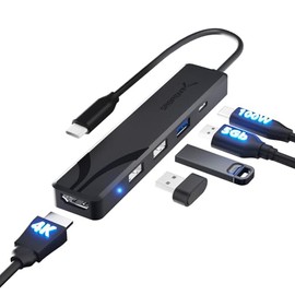 SABRENT - Estación de Acoplamiento USB-C 5 en 1, 4K60Hz HDMI (Requiere Modo DP Alt), 100W PD Pass-Through, 3 Puertos USB 5Gbps Adaptador para...      
